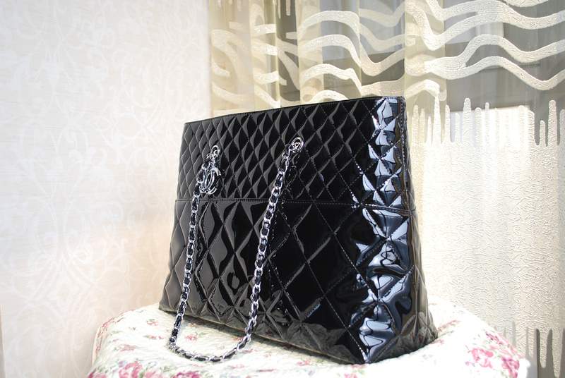 2012 New Arrival Chanel Patent Leather Large Shopper Bag 30153 Black