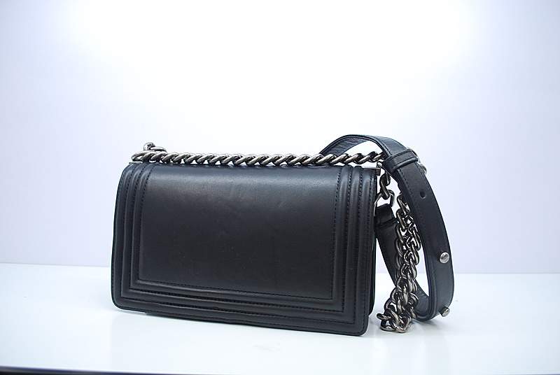 2012 New Arrival Chanel A30157 Black Calfskin mini Le Boy Flap Shoulder Bag Silver
