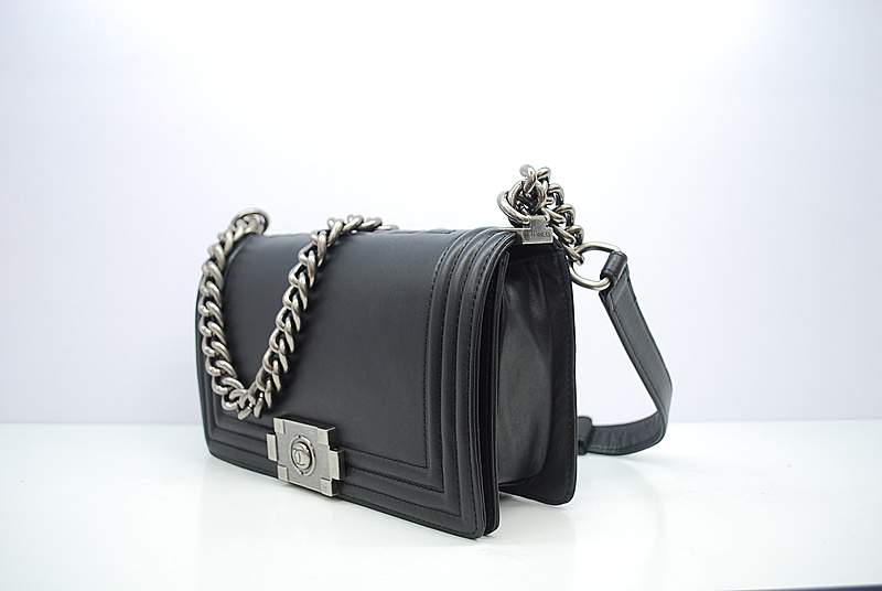 2012 New Arrival Chanel A30157 Black Calfskin mini Le Boy Flap Shoulder Bag Silver - Click Image to Close
