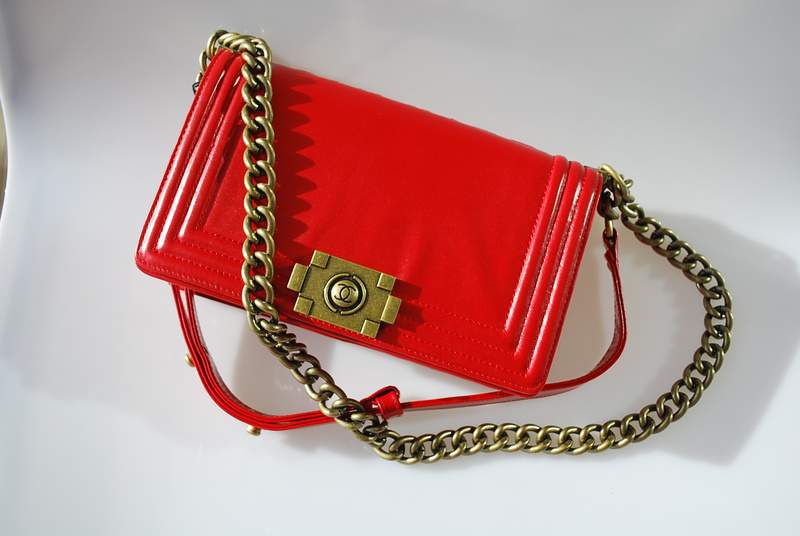 2012 New Arrival Chanel A30157 Red Calfskin mini Le Boy Flap Shoulder Bag Gold