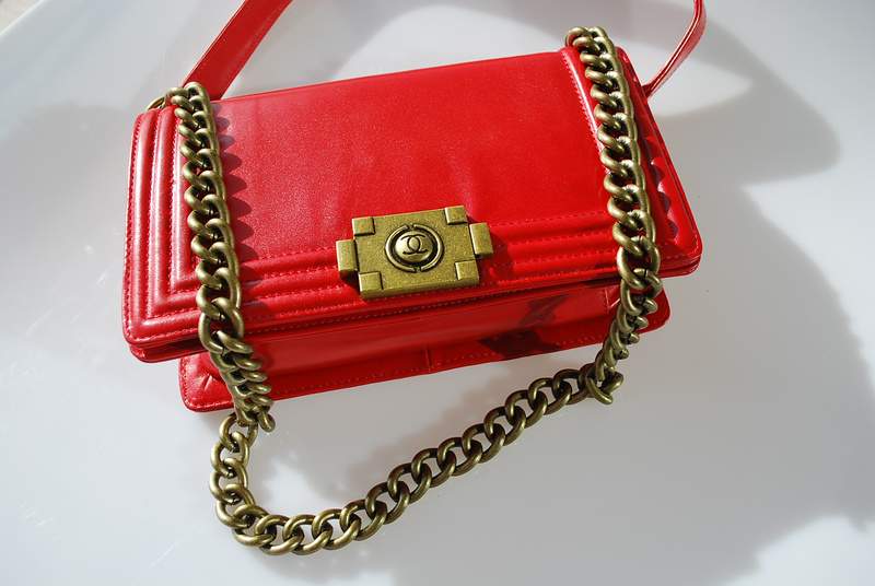 2012 New Arrival Chanel A30157 Red Calfskin mini Le Boy Flap Shoulder Bag Gold - Click Image to Close