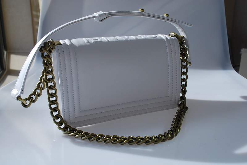2012 New Arrival Chanel A30157 White Calfskin mini Le Boy Flap Shoulder Bag Gold - Click Image to Close