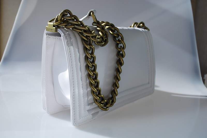 2012 New Arrival Chanel A30157 White Calfskin mini Le Boy Flap Shoulder Bag Gold
