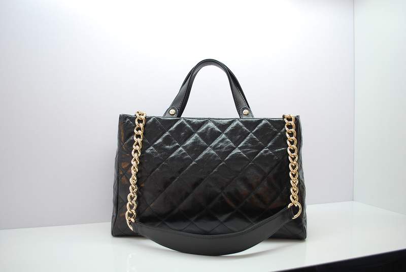 2012 New Arrival Chanel Shoulder Bags Shiny Leather A30158 Black - Click Image to Close