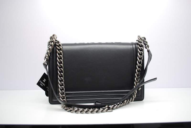 2012 New Arrival Chanel Calfskin Medium Le Boy Flap Shoulder Bag A30159 Black With Silver Hardware - Click Image to Close