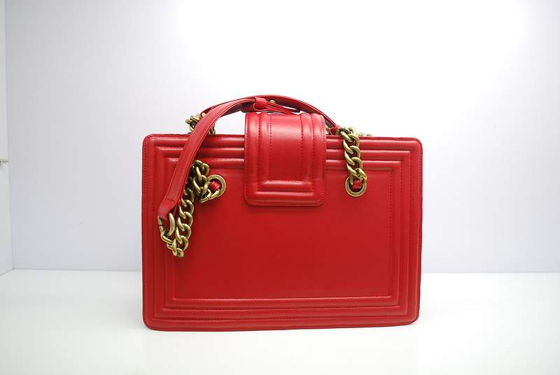2012 New Arrival Chanel 30161 Red Calfskin Medium Le Boy Shoulder Bag Gold - Click Image to Close