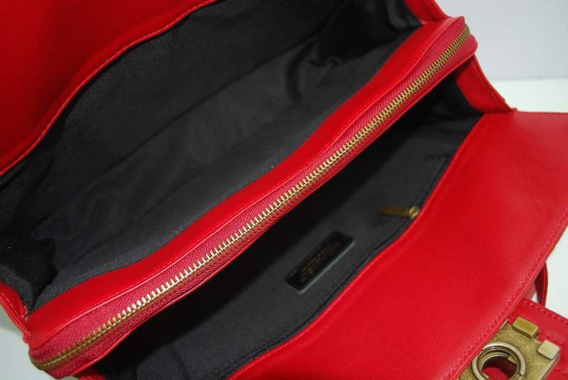 2012 New Arrival Chanel 30161 Red Calfskin Medium Le Boy Shoulder Bag Gold - Click Image to Close