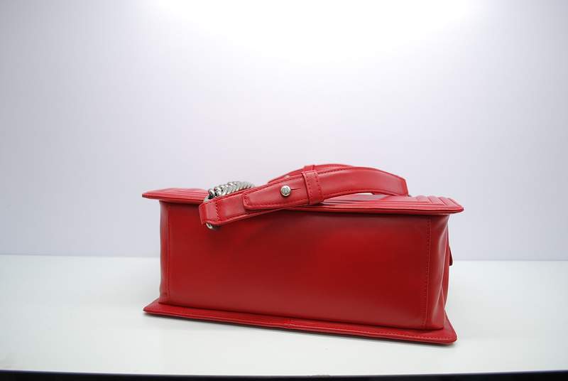 2012 New Arrival Chanel 30161 Red Calfskin Medium Le Boy Shoulder Bag Silver