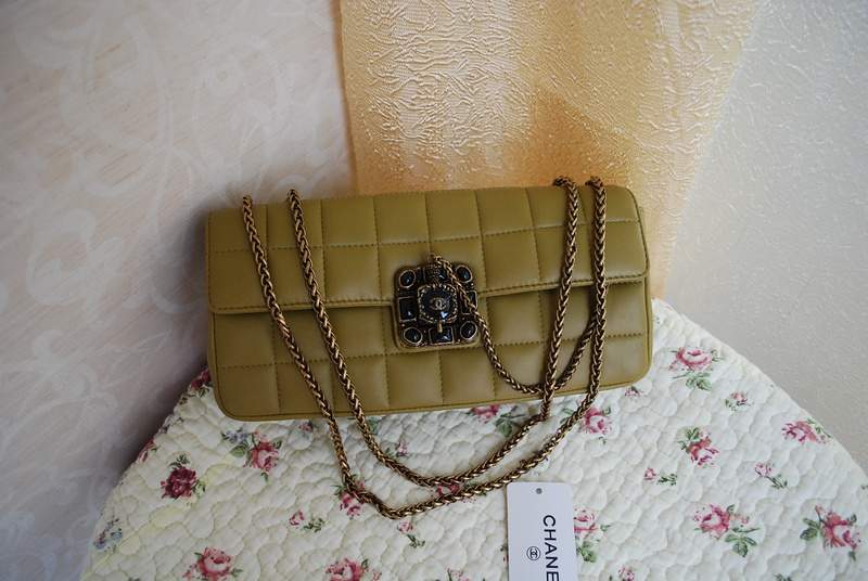 2012 New Arrival Chanel Gemstone Flap Shoulder Bag 36096 Khaki - Click Image to Close