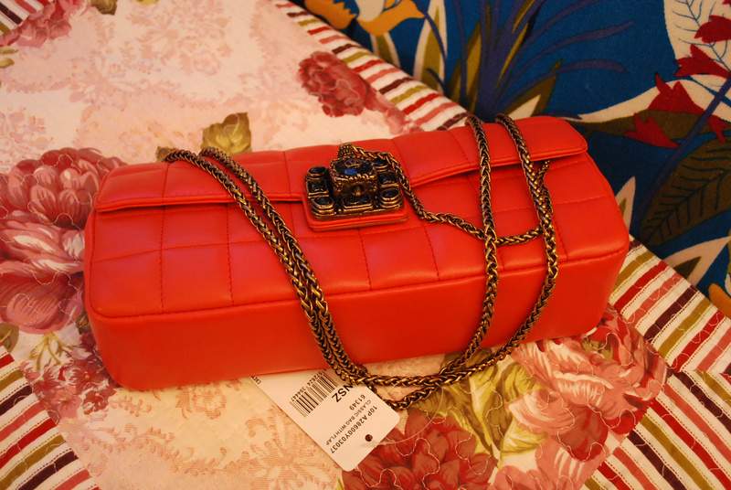 2012 New Arrival Chanel Gemstone Flap Shoulder Bag 36096 Orange Red - Click Image to Close