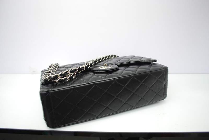 2012 New Arrival Chanel Classic Flap Bag Maxi 58601 Black with Silver Hardware - Click Image to Close