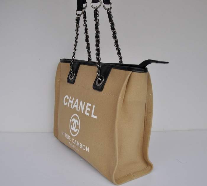 Chanel 66939 Canvas Shopping Bags - Apricot