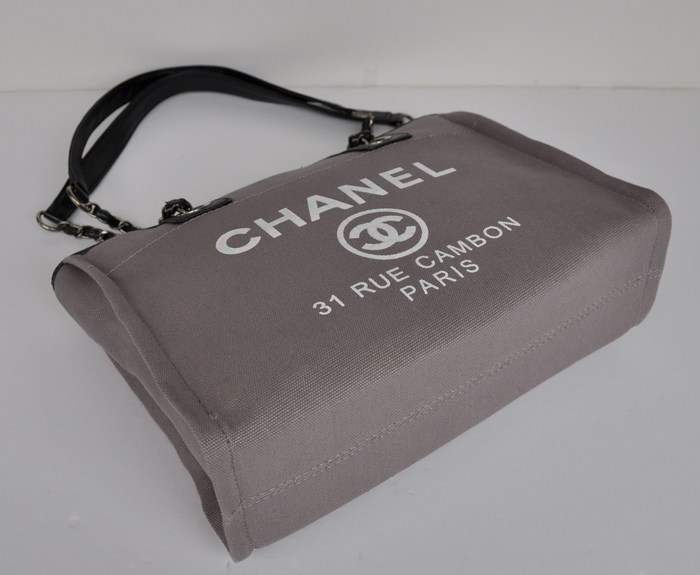 Chanel 66939 Canvas Shopping Bags - Grey - Click Image to Close