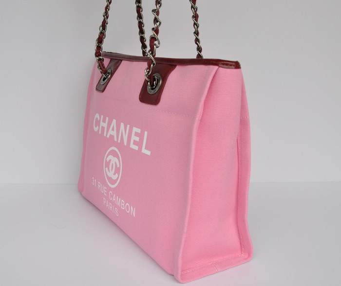 Chanel 66939 Canvas Shopping Bags - Peach Red