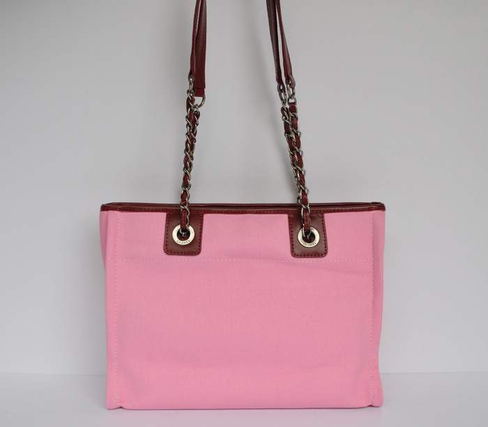 Chanel 66939 Canvas Shopping Bags - Peach Red