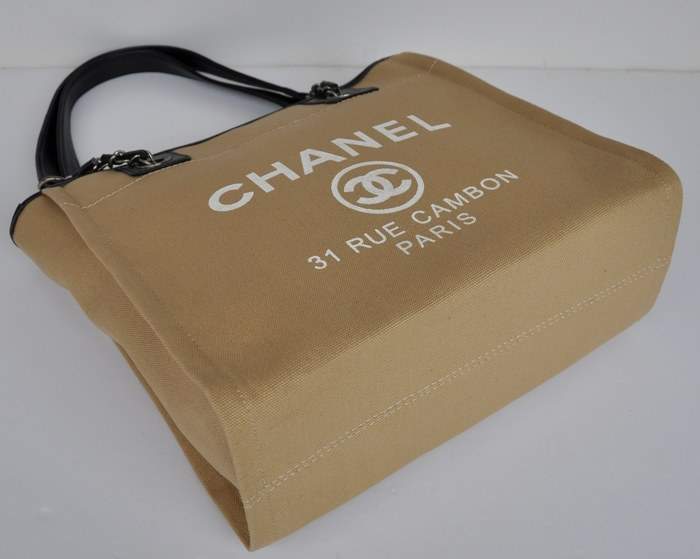 Chanel 66940 Canvas Shopping Bags - Apricot - Click Image to Close