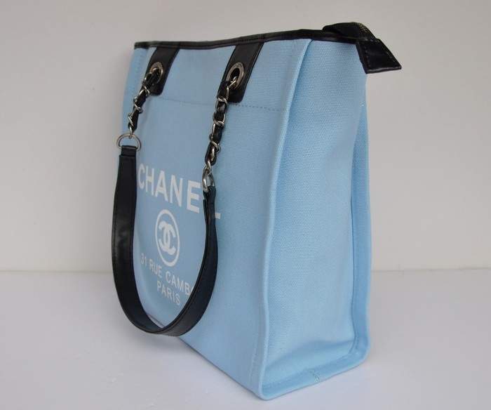 Chanel 66940 Canvas Shopping Bags - Blue - Click Image to Close