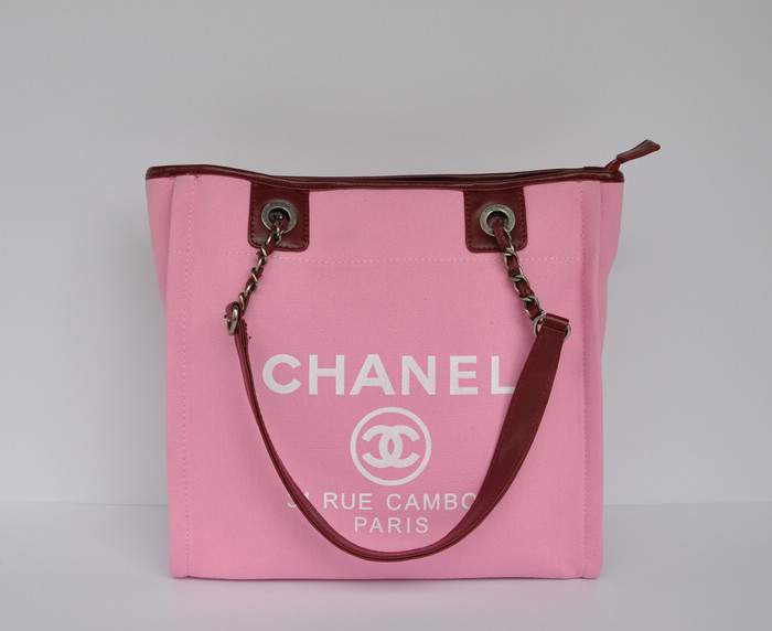 Chanel 66940 Canvas Shopping Bags - Peach Red