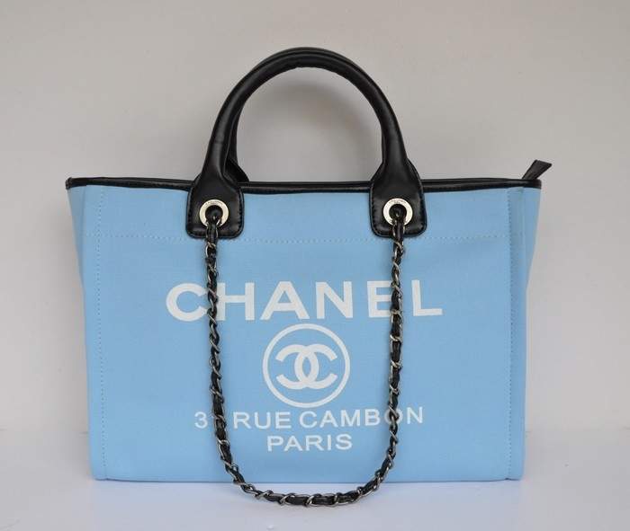 Chanel 66941 Canvas Shopping Bags - Blue