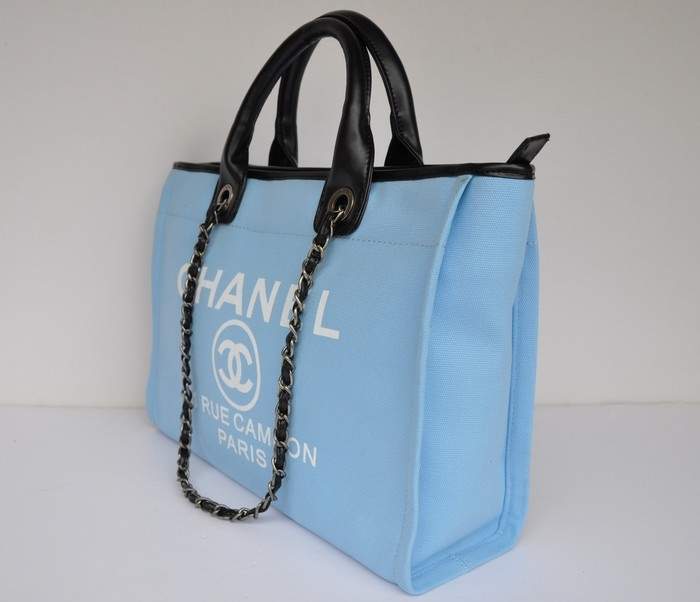 Chanel 66941 Canvas Shopping Bags - Blue - Click Image to Close