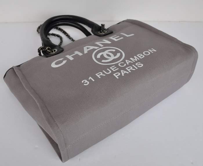 Chanel 66941 Canvas Shopping Bags - Grey - Click Image to Close