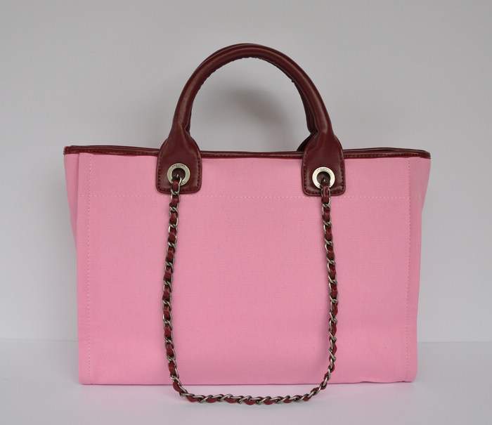 Chanel 66941 Canvas Shopping Bags - Peach Red