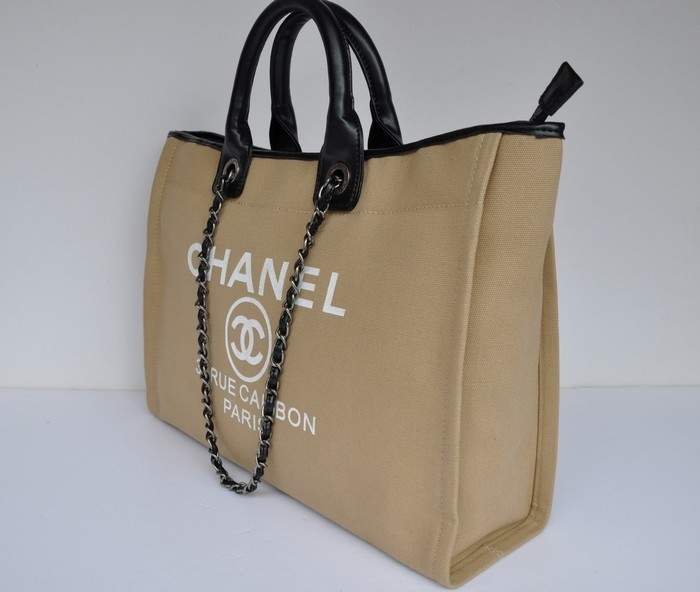 Chanel 66942 Canvas Shopping Bags - Apricot