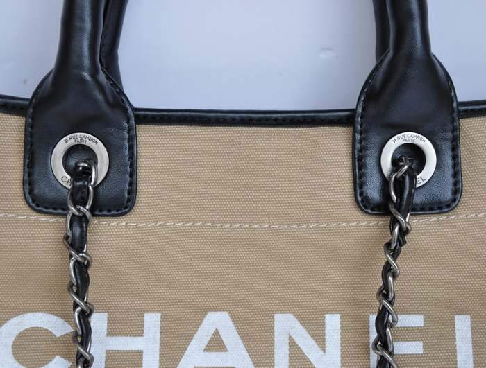 Chanel 66942 Canvas Shopping Bags - Apricot - Click Image to Close