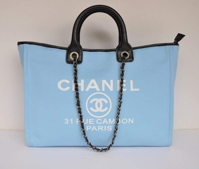Chanel 66942 Canvas Shopping Bags - Blue