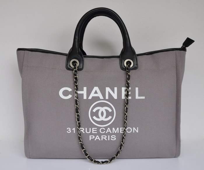Chanel 66942 Canvas Shopping Bags - Grey