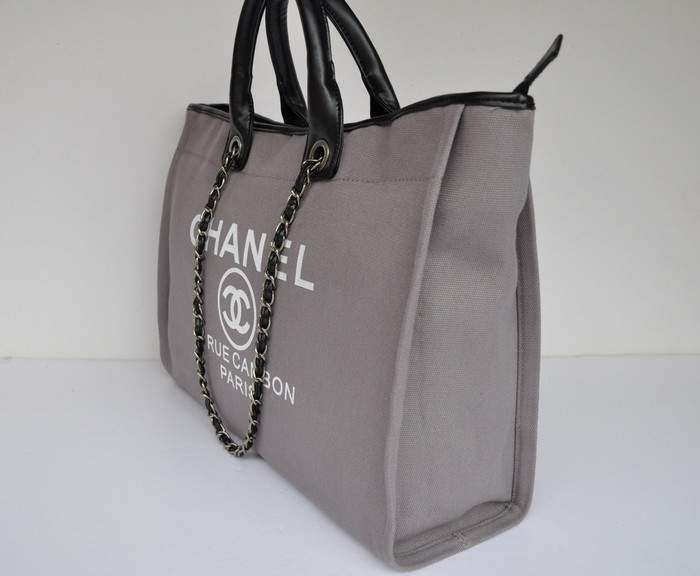 Chanel 66942 Canvas Shopping Bags - Grey - Click Image to Close