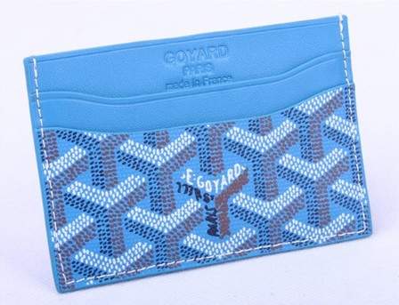 Goyard Canvas and Leather Card Holder 020090 light blue