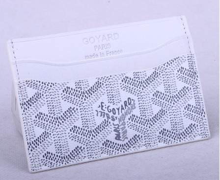 Goyard Canvas and Leather Card Holder 020090 white