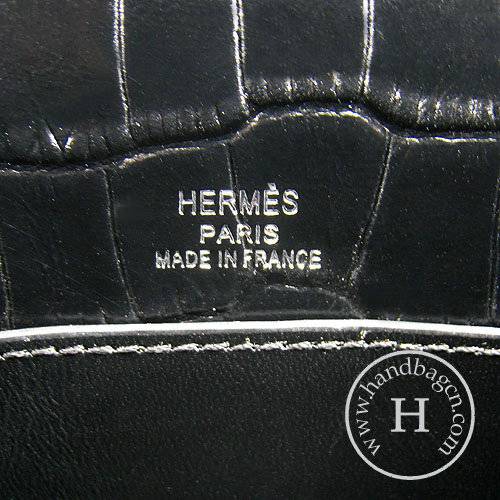 Hermes Mini Kelly 22cm H008 Black Alligator Leather With Silver Hardware