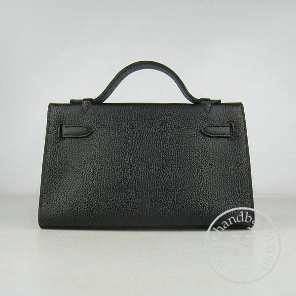 Hermes Mini Kelly 22cm H008 Black Cowhide Leather With Silver Hardware