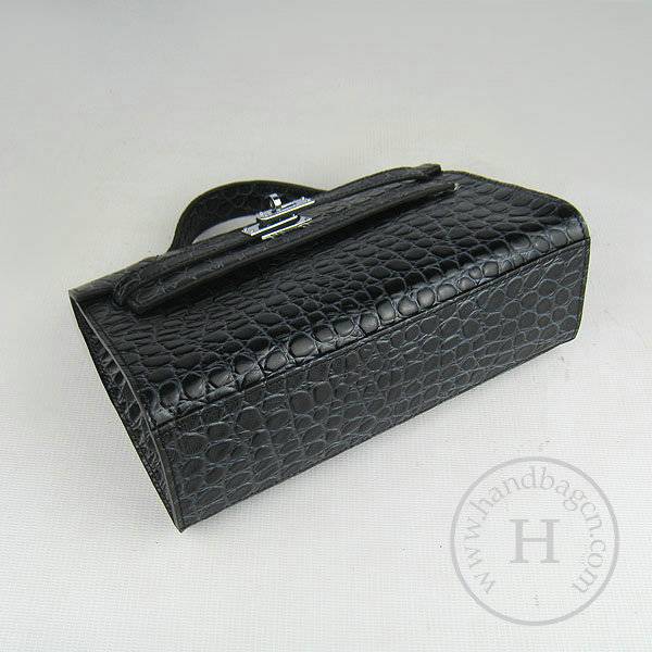 Hermes Mini Kelly 22cm H008 Black Stone Leather With Silver Hardware