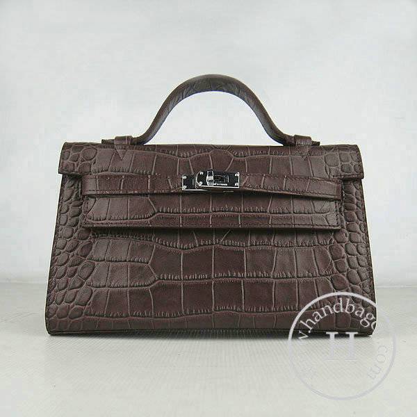 Hermes Mini Kelly 22cm H008 Coffee Alligator Leather With Silver Hardware - Click Image to Close
