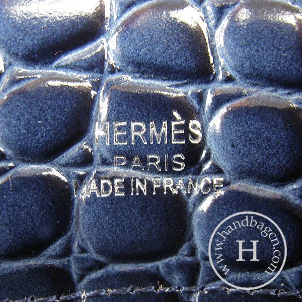 Hermes Mini Kelly 22cm H008 Dark Blue Stone Leather With Silver Hardware