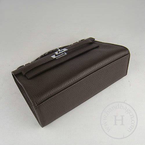 Hermes Mini Kelly 22cm H008 Dark Coffee Calfskin Leather With Silver Hardware
