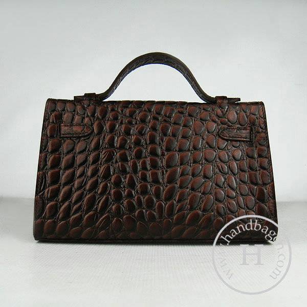 Hermes Mini Kelly 22cm H008 Dark Coffee Stone Leather With Silver Hardware - Click Image to Close