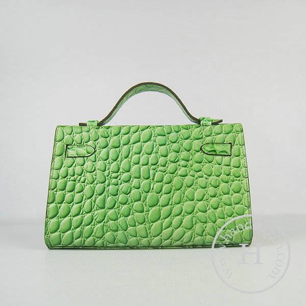 Hermes Mini Kelly 22cm H008 Green Stone Leather With Silver Hardware - Click Image to Close