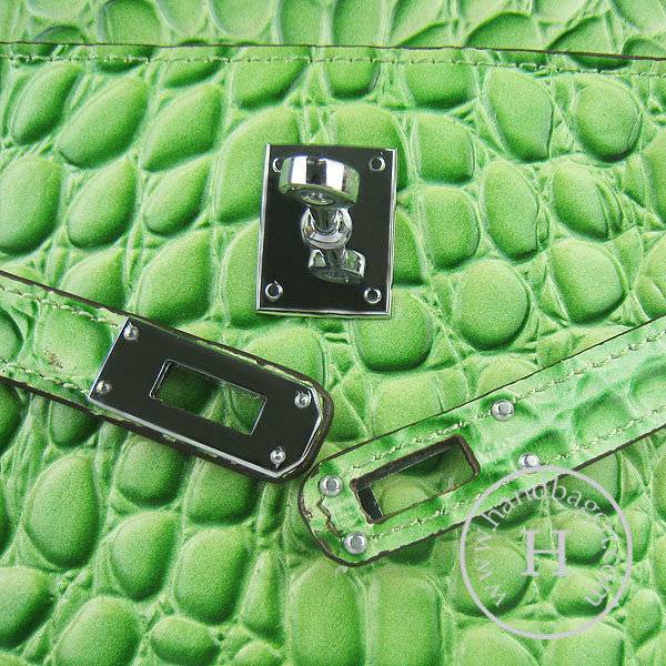 Hermes Mini Kelly 22cm H008 Green Stone Leather With Silver Hardware
