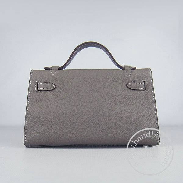 Hermes Mini Kelly 22cm H008 Gray Cowhide Leather With Silver Hardware