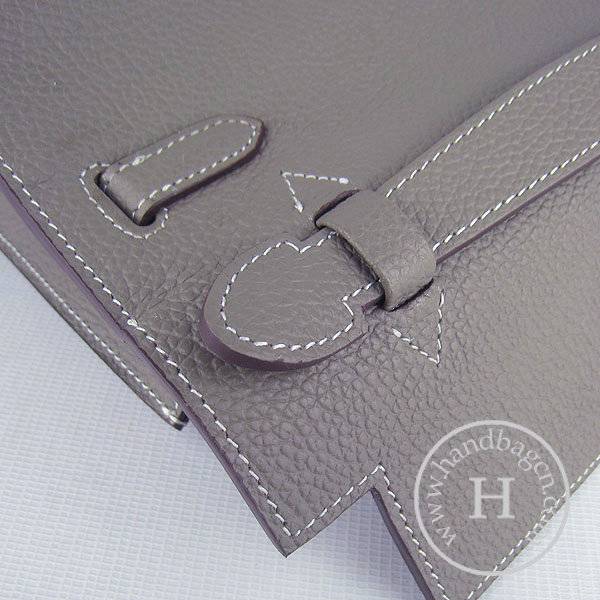 Hermes Mini Kelly 22cm H008 Gray Cowhide Leather With Silver Hardware - Click Image to Close