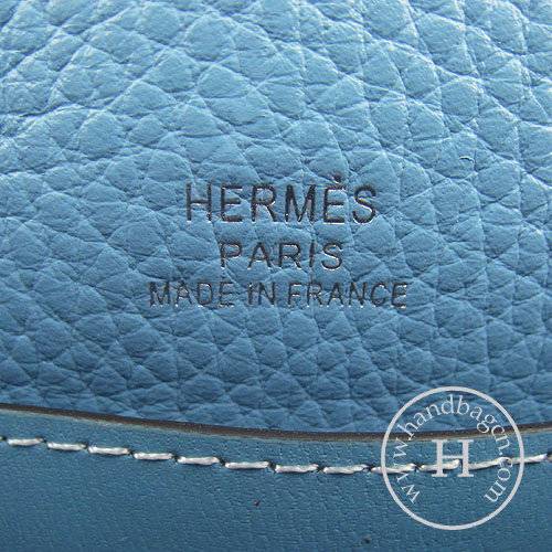 Hermes Mini Kelly 22cm H008 Light Blue Calfskin Leather With Silver Hardware