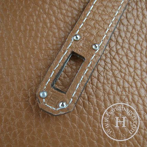 Hermes Mini Kelly 22cm H008 Light Coffee Calfskin Leather With Silver Hardware - Click Image to Close