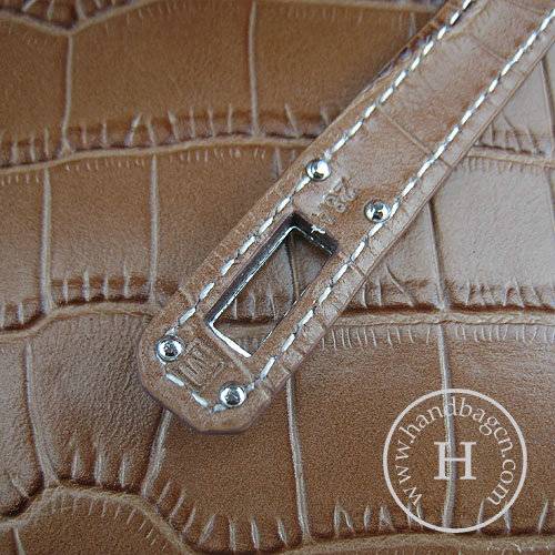 Hermes Mini Kelly 22cm H008 Light Coffee Alligator Leather With Silver Hardware