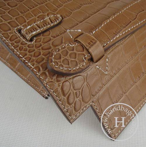 Hermes Mini Kelly 22cm H008 Light Coffee Alligator Leather With Silver Hardware - Click Image to Close