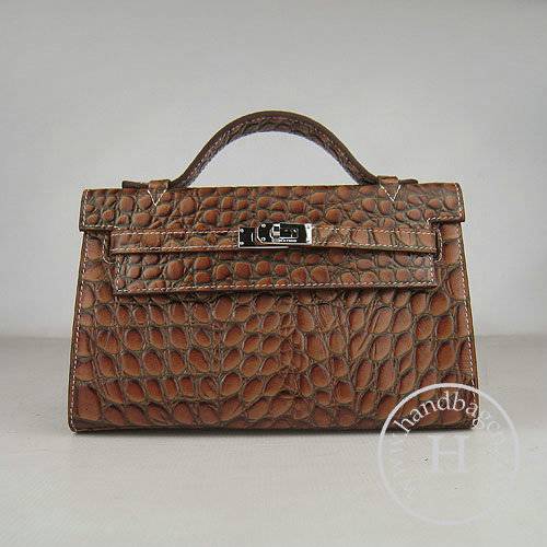 Hermes Mini Kelly 22cm H008 Light Coffee Stone Leather With Silver Hardware - Click Image to Close