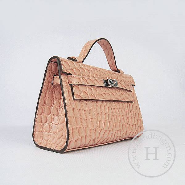 Hermes Mini Kelly 22cm H008 Light Orange Stone Leather With Silver Hardware - Click Image to Close